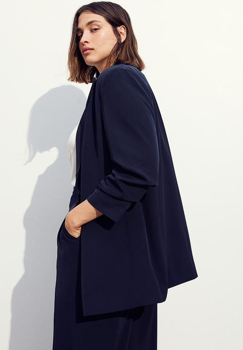 H&M - Gathered-sleeve jacket - navy blue