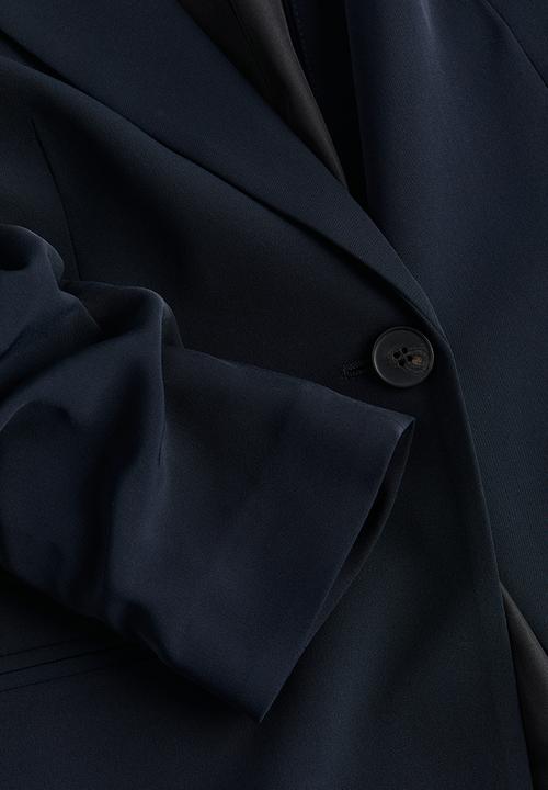 H&M - Gathered-sleeve jacket - navy blue