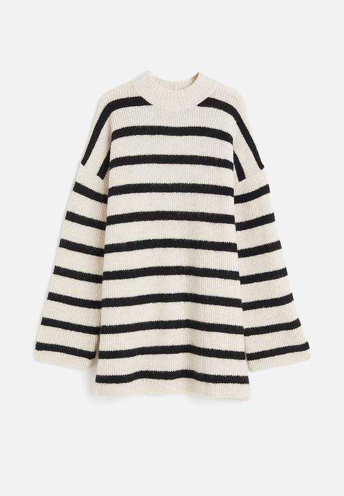 H&M - Knitted dress - cream/striped