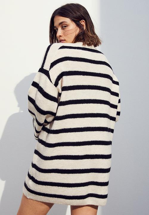 H&M - Knitted dress - cream/striped
