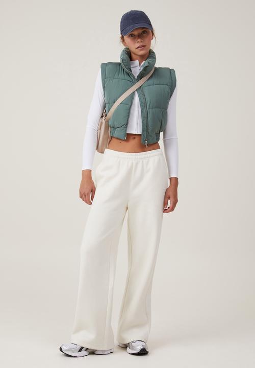 Cotton On - Plush Essential Straight Leg Trackpant - Coconut Milk