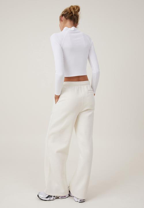 Cotton On - Plush Essential Straight Leg Trackpant - Coconut Milk