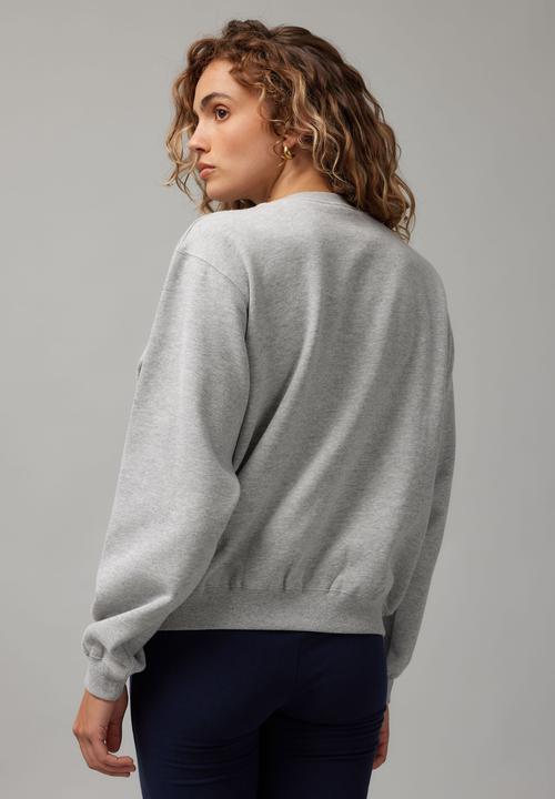 Factorie - Graphic Crew Sweater - Grey Marle/NYC