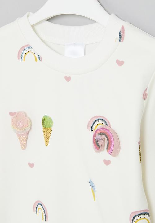 Pop Candy - applique sweat top - white