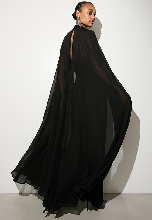 VELVET - Sequin sheer cape jumpsuit - black