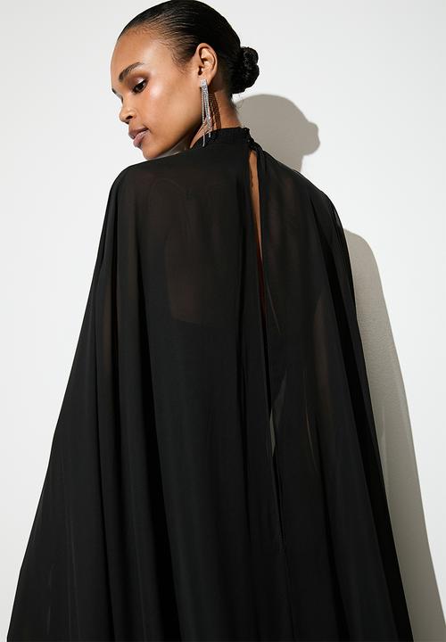 VELVET - Sequin sheer cape jumpsuit - black
