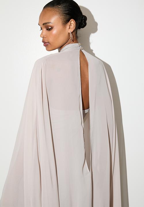 VELVET - Sequin sheer cape jumpsuit - light grey