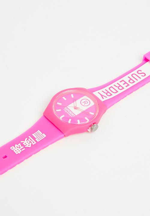 Superdry. - Superdry silicone watch - pink/white