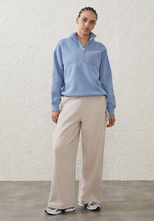 Cotton On - Plush Essential Half Zip Jumper - Forever Blue