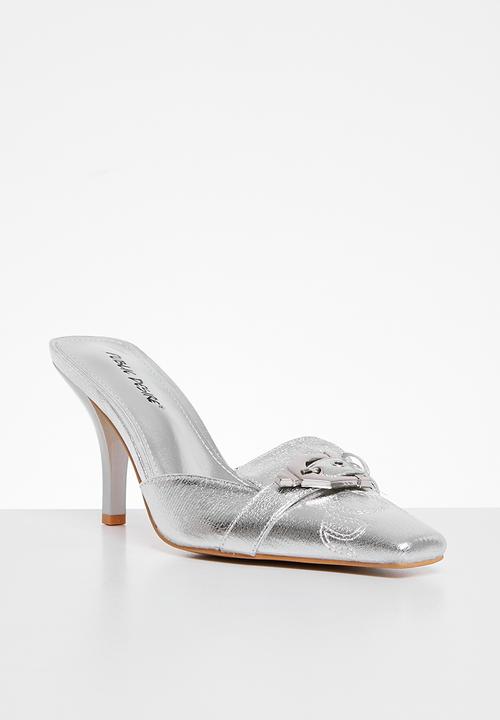 Public Desire - Macchiato heeled mule - silver