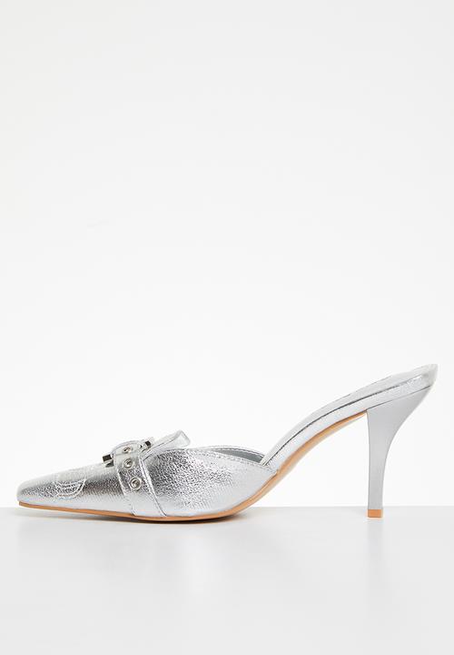Public Desire - Macchiato heeled mule - silver