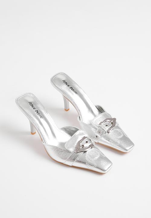 Public Desire - Macchiato heeled mule - silver