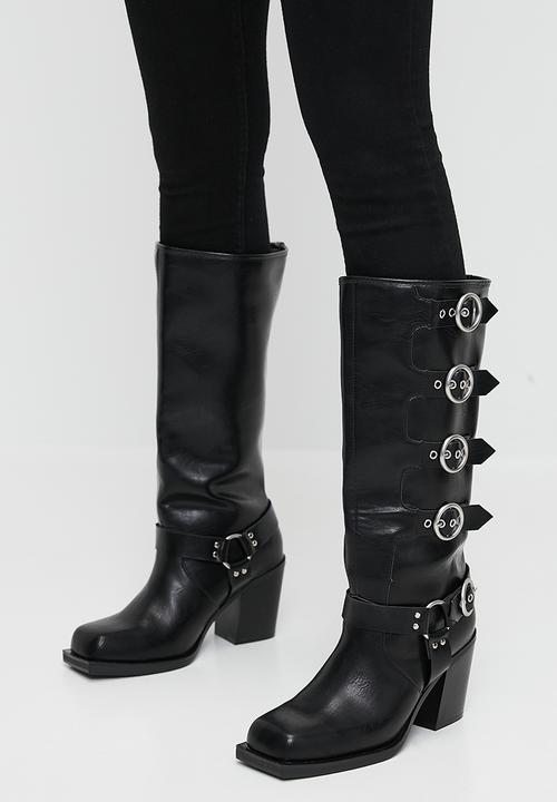 Public Desire - Fetish buckle detail boot - black
