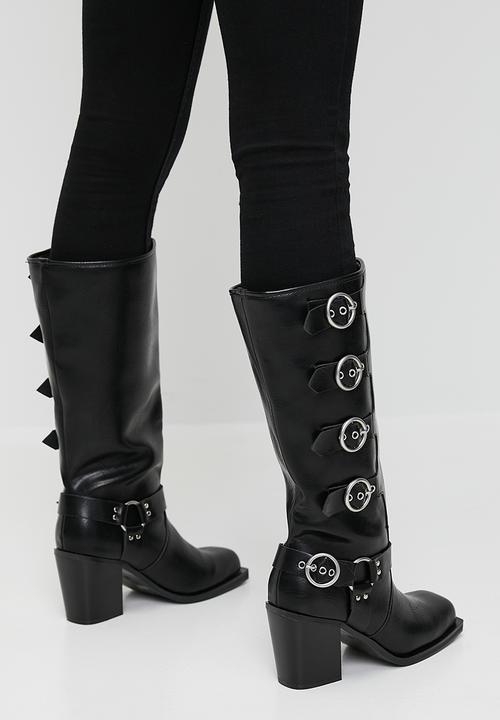 Public Desire - Fetish buckle detail boot - black