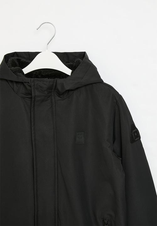 SOVIET - Boys zip through parka jacket - black