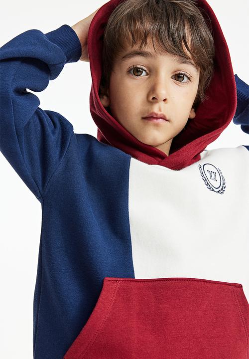 H&M - Printed hoodie - dark blue block-coloured 