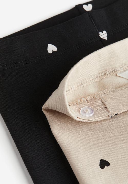 H&M - 2-Pack heavy jersey leggings - black hearts
