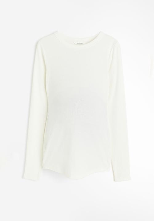 H&M - Mama ribbed jersey top - white
