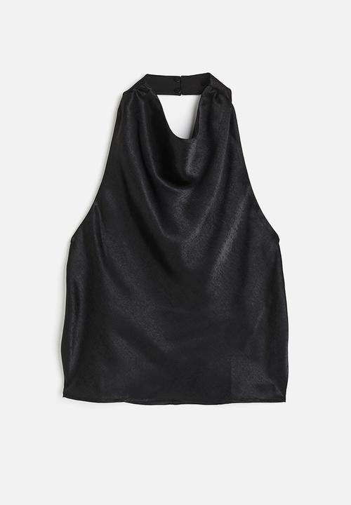 H&M - Satin halterneck top - black