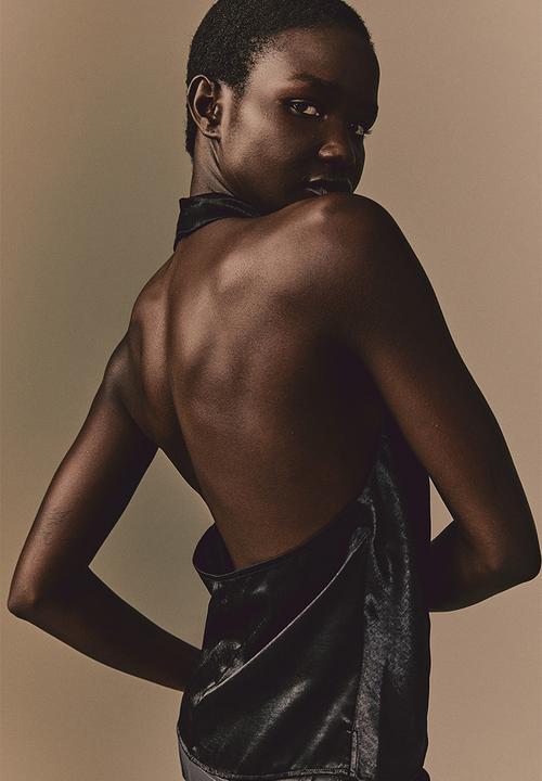 H&M - Satin halterneck top - black