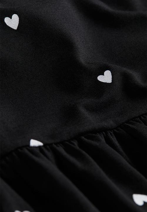 H&M - Patterned cotton dress - black hearts