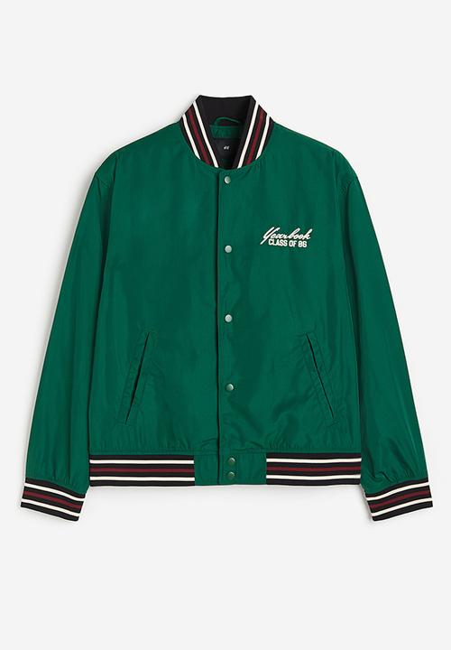 H&M - Regular fit satin baseball jacket - green, multi