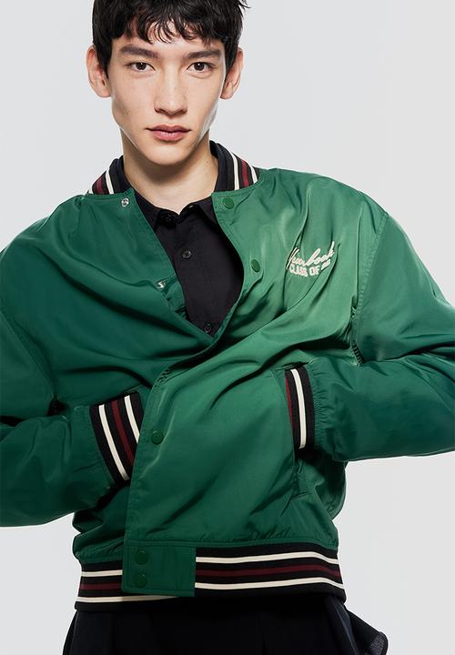 H&M - Regular fit satin baseball jacket - green, multi