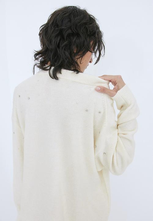 H&M - Beaded jumper - white, multi