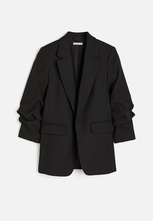 H&M - Gathered-sleeve blazer - black