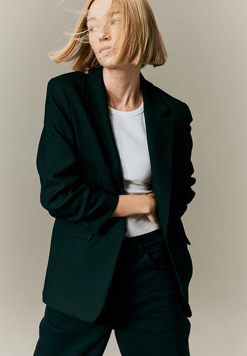 H&M - Gathered-sleeve blazer - black