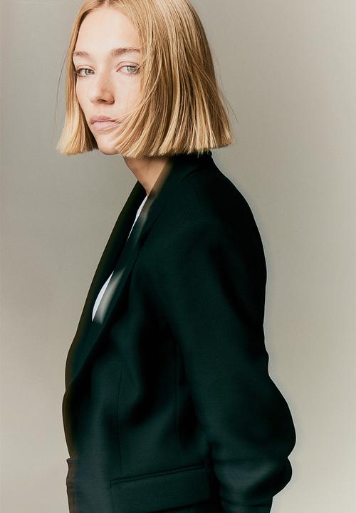 H&M - Gathered-sleeve blazer - black