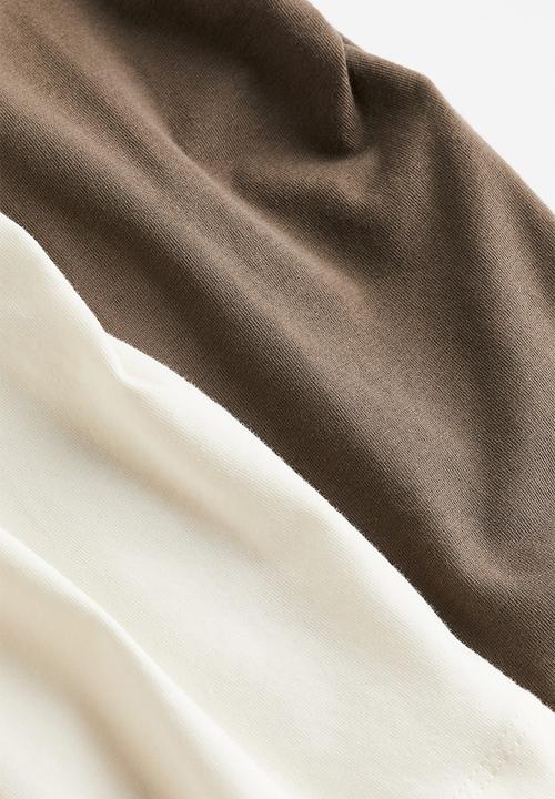 H&M - Mama 2-pack cotton tops - brown, white
