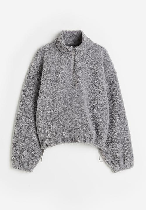 H&M - Zip-top teddy sweatshirt - grey