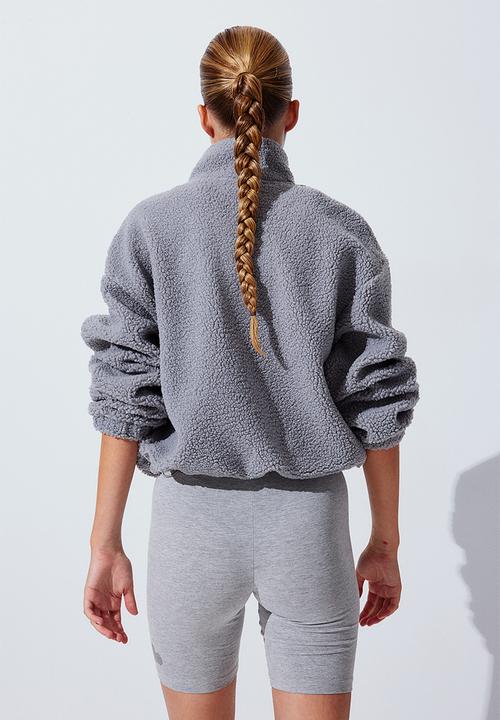 H&M - Zip-top teddy sweatshirt - grey