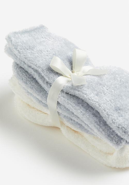 H&M - 2-pack chenille socks - blue, white