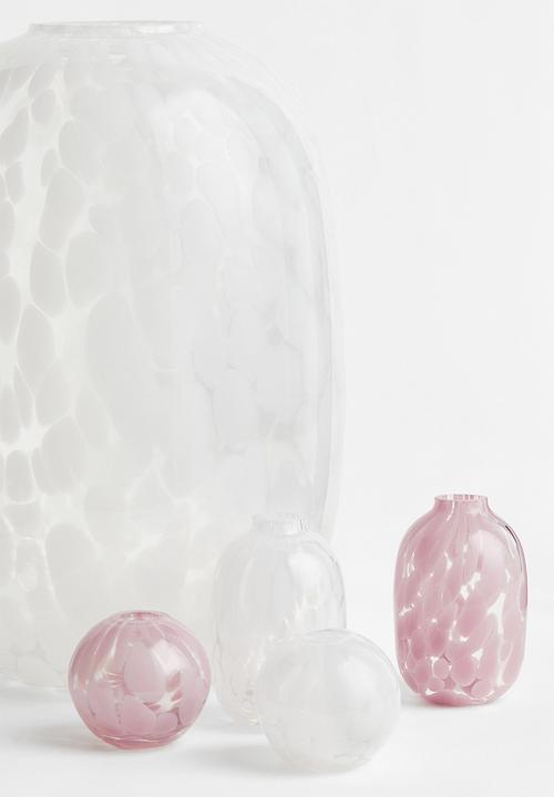 H&M - Patterned large glass vase - clear glass white