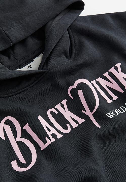 H&M - Oversized printed hoodie - dark grey black pink
