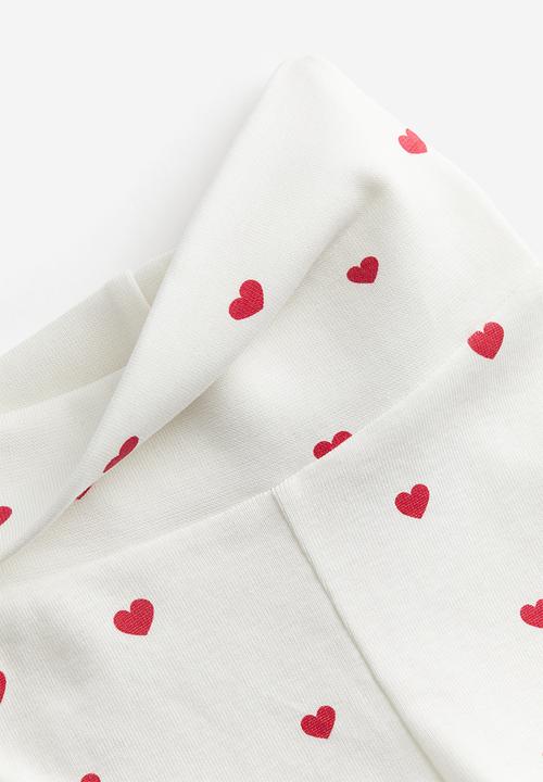 H&M - 2-Piece cotton jersey set - white hearts