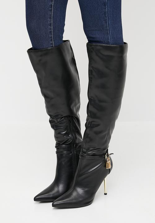 Plum - Colda knee length boot - black