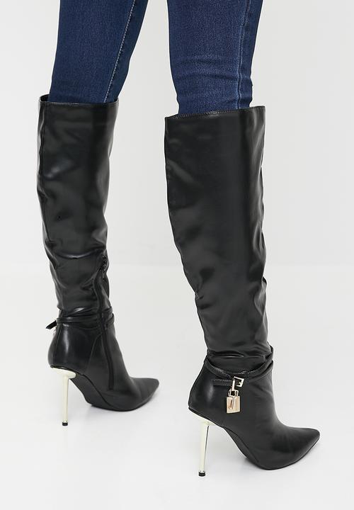 Plum - Colda knee length boot - black