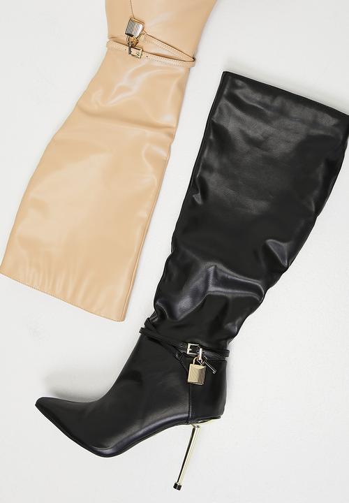 Plum - Colda knee length boot - black