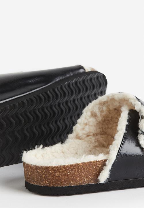 H&M - Teddy-lined slippers - black