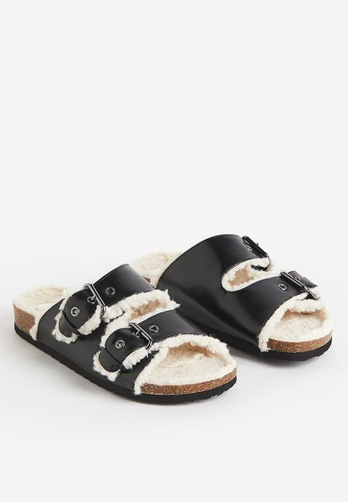 H&M - Teddy-lined slippers - black