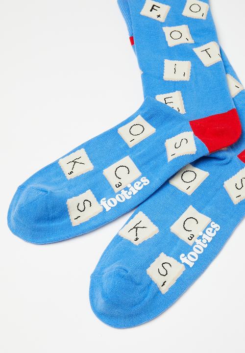 Foot-ies - Scrabble Tiles Organic Cotton Sock - Blue