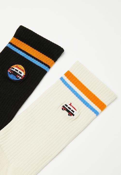 Foot-ies - Daytripper Sneaker Sock 2 Pack - Cream & Black