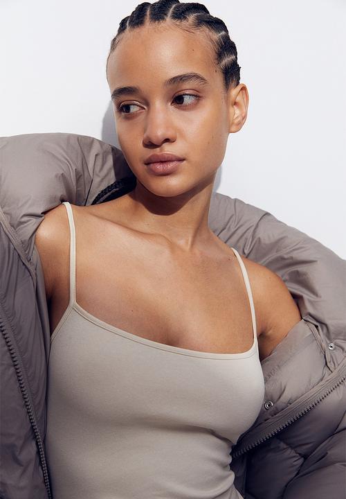 H&M - Jersey strappy dress - light beige 
