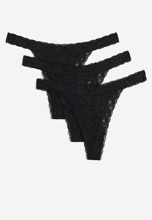 H&M - 3 pack lace thong briefs - black