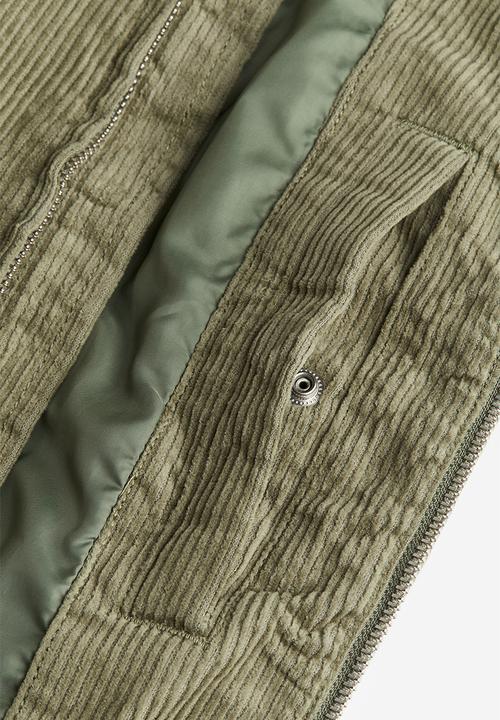 H&M - Loose fit corduroy shacket - khaki green