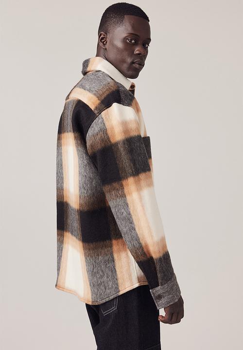H&M - Loose fit overshirt - orange/checked