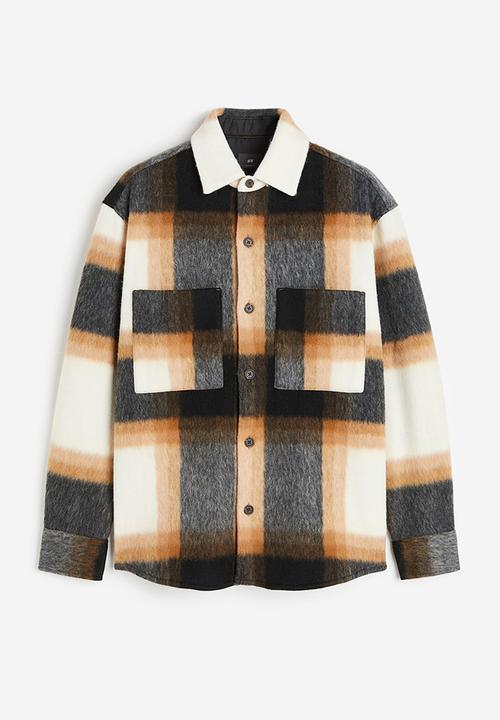 H&M - Loose fit overshirt - orange/checked
